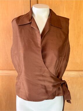 Ice Brown Sleeveless Wrap Top